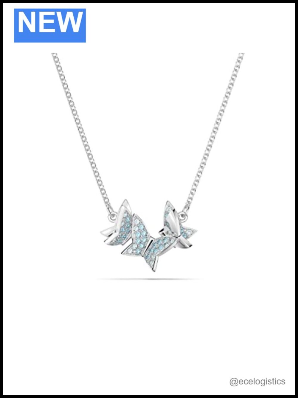 Lilia Butterfly Necklace Earrings Bracelet Crystal Jewelry Set Rhodium Finished